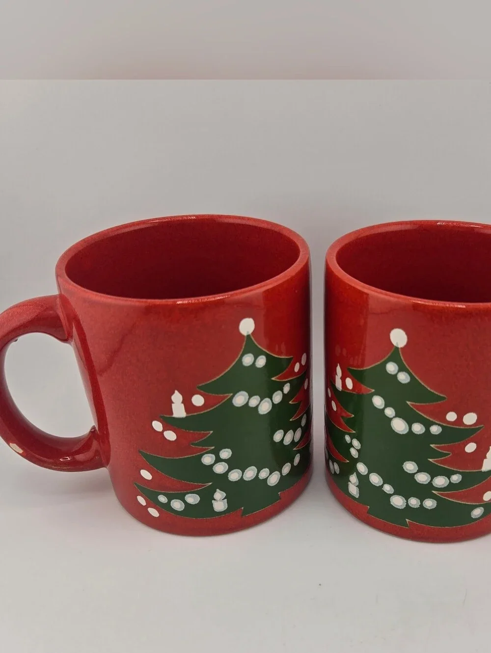 Waechtersbach Red Christmas Tree Ceramic Coffee Mug SET OF 2
